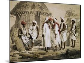 Messoah Shopkeepers in Abyssinia Deal with Bagnans, Engraving from Drawing by Jean Vignaud-null-Mounted Giclee Print