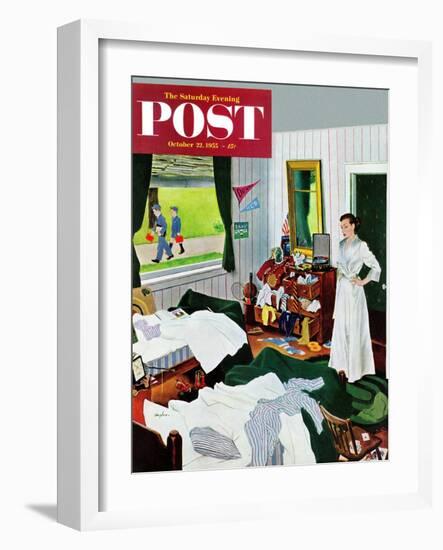 "Messy Room, Neat Boys" Saturday Evening Post Cover, October 22, 1955-George Hughes-Framed Giclee Print