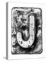 Metal Alloy Alphabet Letter J-donatas1205-Stretched Canvas