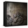 Metal Background With Rusty Gears And Cogs-Andrey_Kuzmin-Framed Stretched Canvas