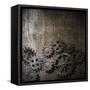 Metal Background With Rusty Gears And Cogs-Andrey_Kuzmin-Framed Stretched Canvas