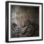 Metal Background With Rusty Gears And Cogs-Andrey_Kuzmin-Framed Art Print