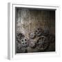 Metal Background With Rusty Gears And Cogs-Andrey_Kuzmin-Framed Art Print