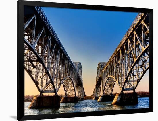 Metal bridges over a river, South Grand Island Bridge, Niagara River, New York State, USA-null-Framed Photographic Print