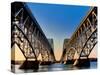 Metal bridges over a river, South Grand Island Bridge, Niagara River, New York State, USA-null-Stretched Canvas