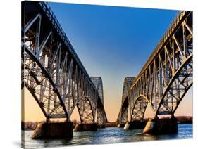 Metal bridges over a river, South Grand Island Bridge, Niagara River, New York State, USA-null-Stretched Canvas