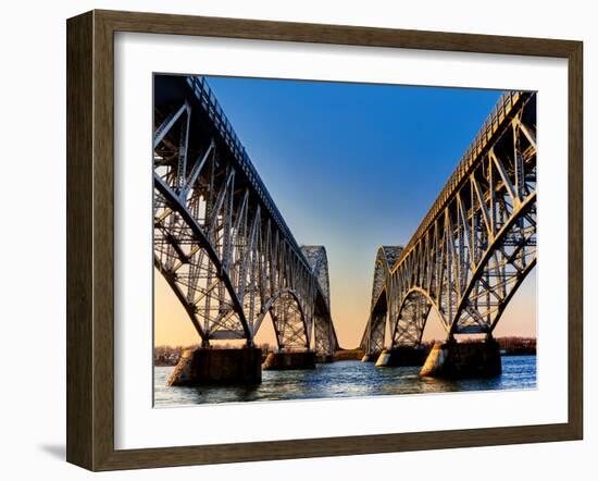 Metal bridges over a river, South Grand Island Bridge, Niagara River, New York State, USA-null-Framed Photographic Print