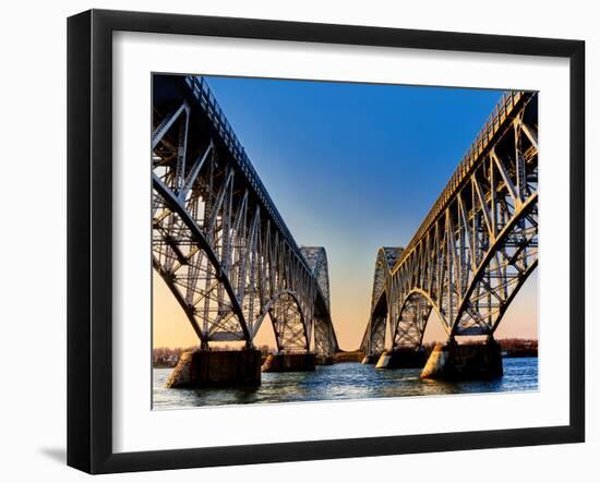 Metal bridges over a river, South Grand Island Bridge, Niagara River, New York State, USA-null-Framed Photographic Print