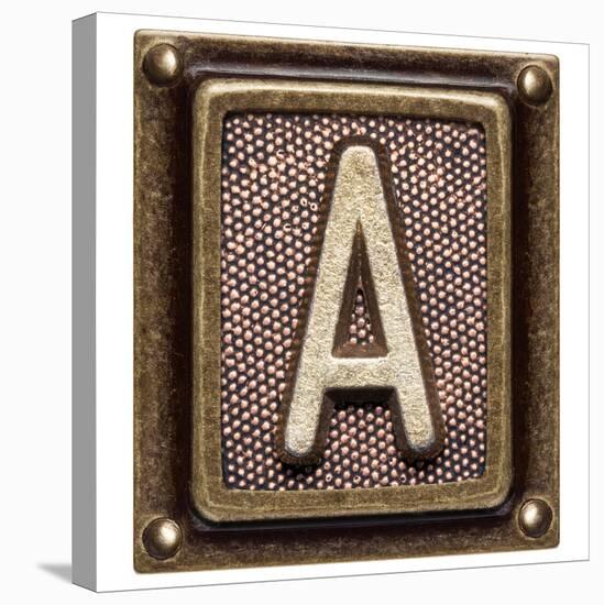 Metal Button Alphabet Letter A-donatas1205-Stretched Canvas