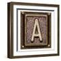 Metal Button Alphabet Letter A-donatas1205-Framed Art Print