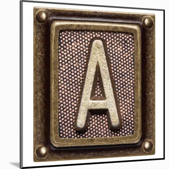Metal Button Alphabet Letter A-donatas1205-Mounted Art Print