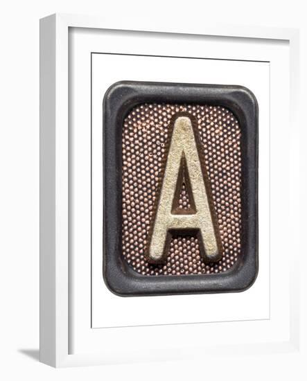 Metal Button Alphabet Letter A-donatas1205-Framed Art Print