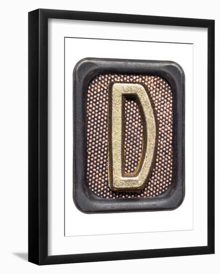 Metal Button Alphabet Letter D-donatas1205-Framed Art Print