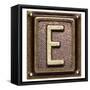 Metal Button Alphabet Letter E-donatas1205-Framed Stretched Canvas