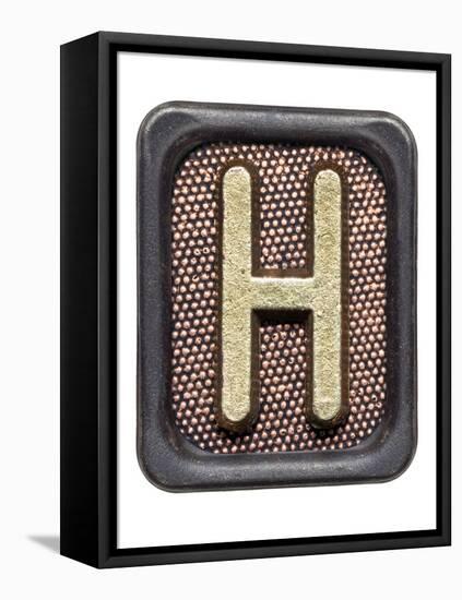 Metal Button Alphabet Letter H-donatas1205-Framed Stretched Canvas