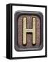 Metal Button Alphabet Letter H-donatas1205-Framed Stretched Canvas