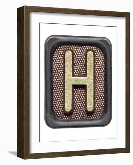 Metal Button Alphabet Letter H-donatas1205-Framed Art Print