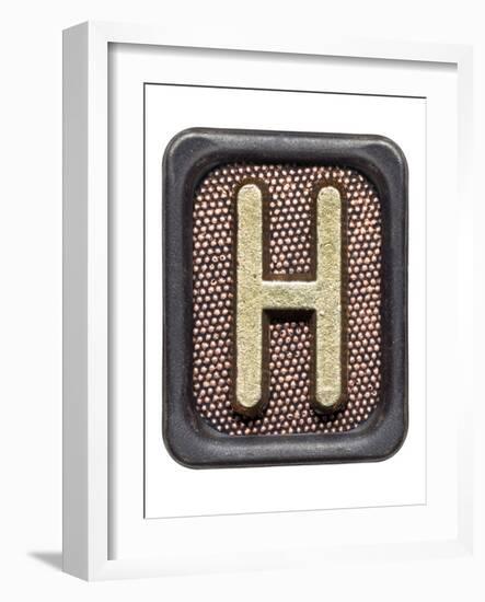 Metal Button Alphabet Letter H-donatas1205-Framed Art Print