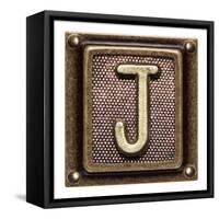 Metal Button Alphabet Letter J-donatas1205-Framed Stretched Canvas