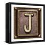 Metal Button Alphabet Letter J-donatas1205-Framed Stretched Canvas