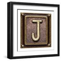 Metal Button Alphabet Letter J-donatas1205-Framed Art Print