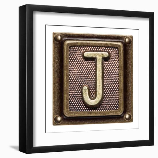 Metal Button Alphabet Letter J-donatas1205-Framed Art Print