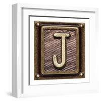 Metal Button Alphabet Letter J-donatas1205-Framed Art Print