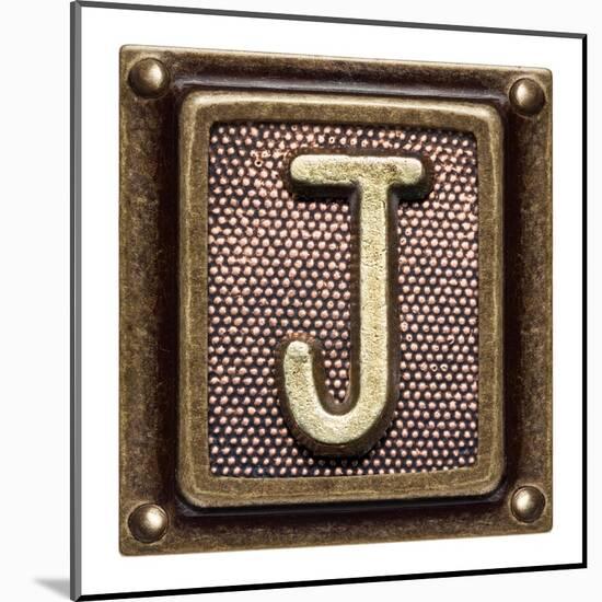 Metal Button Alphabet Letter J-donatas1205-Mounted Art Print