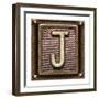 Metal Button Alphabet Letter J-donatas1205-Framed Art Print