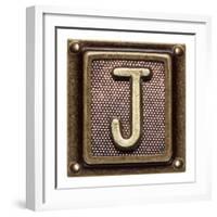 Metal Button Alphabet Letter J-donatas1205-Framed Art Print