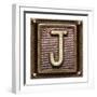 Metal Button Alphabet Letter J-donatas1205-Framed Art Print