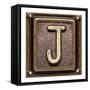 Metal Button Alphabet Letter J-donatas1205-Framed Stretched Canvas