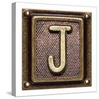 Metal Button Alphabet Letter J-donatas1205-Stretched Canvas