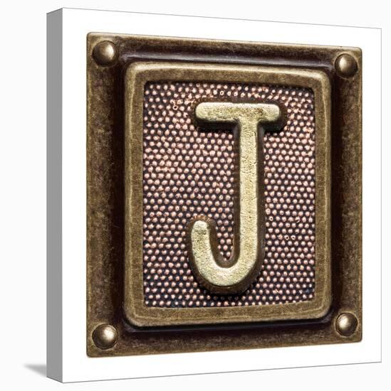 Metal Button Alphabet Letter J-donatas1205-Stretched Canvas