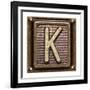 Metal Button Alphabet Letter K-donatas1205-Framed Art Print