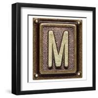 Metal Button Alphabet Letter M-donatas1205-Framed Art Print