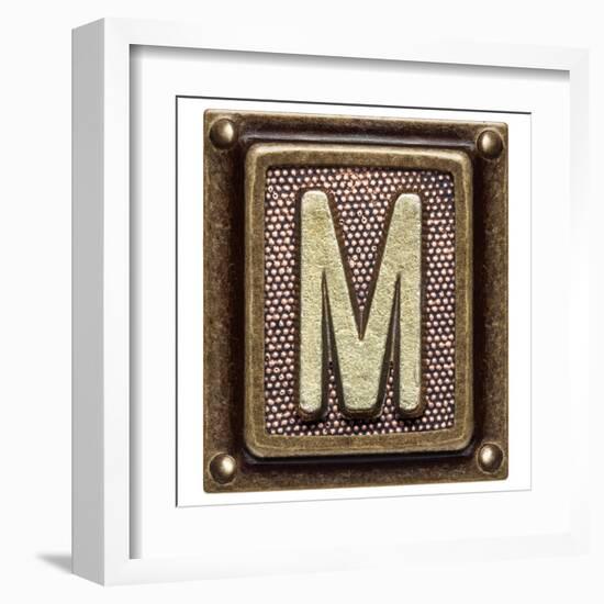 Metal Button Alphabet Letter M-donatas1205-Framed Art Print