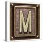 Metal Button Alphabet Letter M-donatas1205-Stretched Canvas