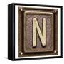 Metal Button Alphabet Letter N-donatas1205-Framed Stretched Canvas