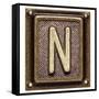 Metal Button Alphabet Letter N-donatas1205-Framed Stretched Canvas