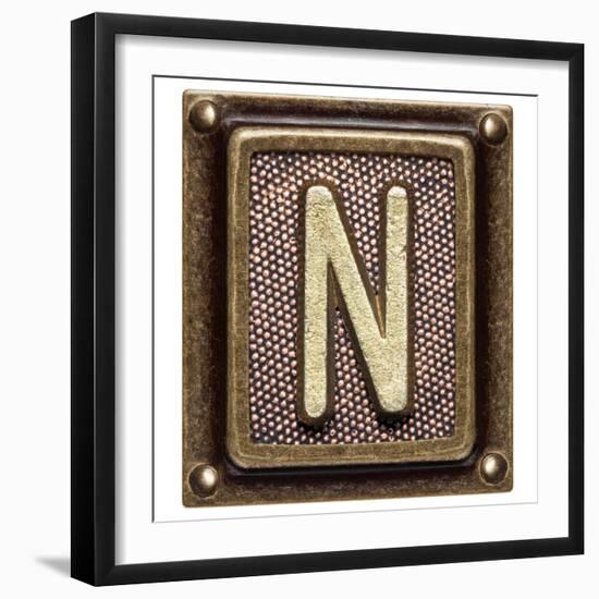 Metal Button Alphabet Letter N-donatas1205-Framed Premium Giclee Print