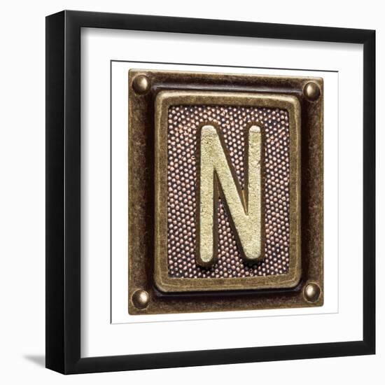 Metal Button Alphabet Letter N-donatas1205-Framed Art Print