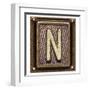 Metal Button Alphabet Letter N-donatas1205-Framed Art Print