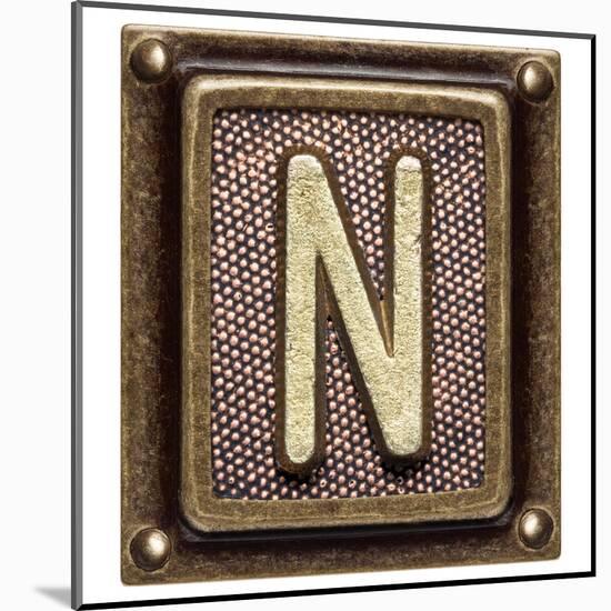 Metal Button Alphabet Letter N-donatas1205-Mounted Art Print