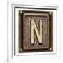 Metal Button Alphabet Letter N-donatas1205-Framed Art Print