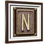 Metal Button Alphabet Letter N-donatas1205-Framed Art Print