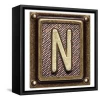 Metal Button Alphabet Letter N-donatas1205-Framed Stretched Canvas