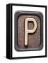 Metal Button Alphabet Letter P-donatas1205-Framed Stretched Canvas