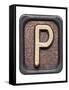 Metal Button Alphabet Letter P-donatas1205-Framed Stretched Canvas