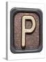 Metal Button Alphabet Letter P-donatas1205-Stretched Canvas